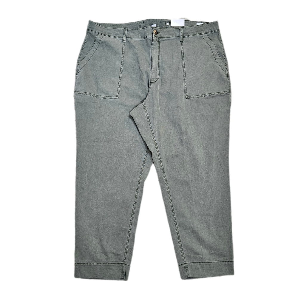 Old Navy Ankle Pants Green High Waisted Straight Canvas Workwear Womens 22